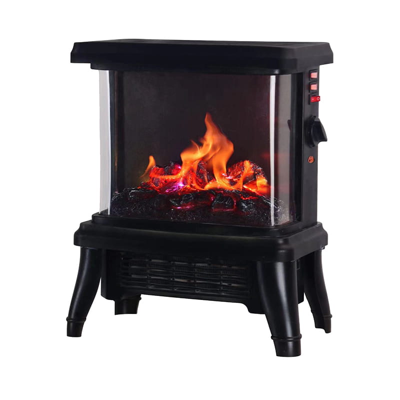 Freestanding Fireplace Electric Ceramic calefacientis cum curvam screen
